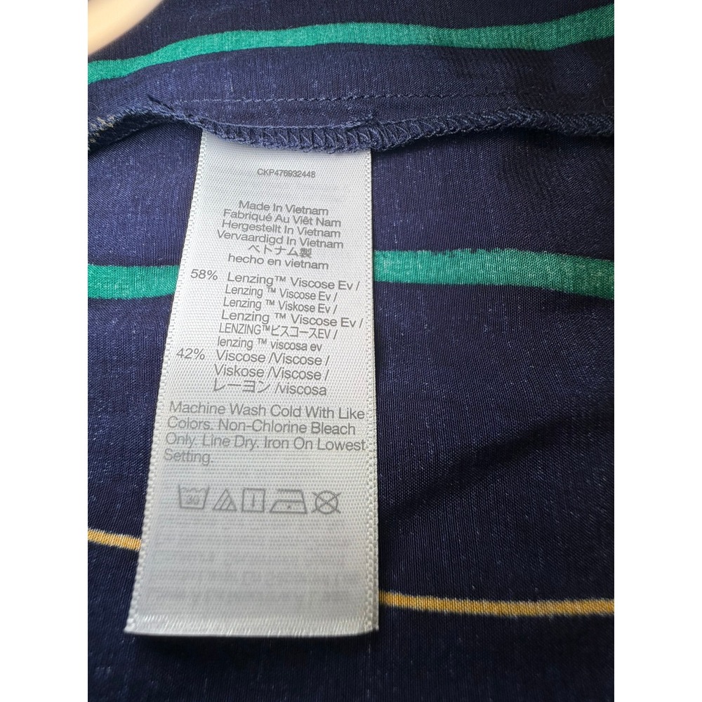 Madewell Navy Blue Striped Slip Midi Dress V-Neck Cross Back Size 14 NEW - Picture 8 of 12